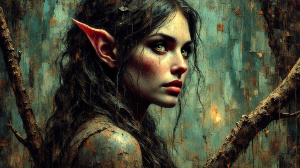 Warrior Elf with Glowing Eyes in Forest