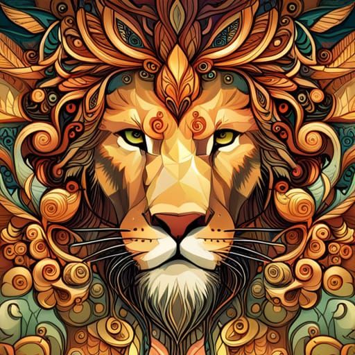 Golden Lion with Intricate Details and Shiny Aura