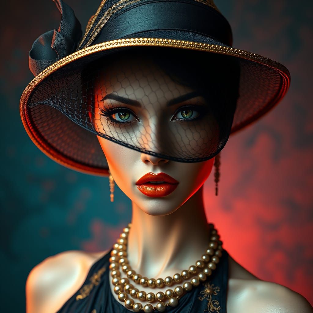 Cyberpunk Goddess with Asymmetrical Hat