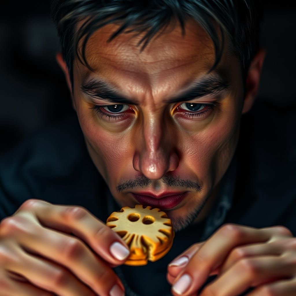 Determined Man Plays Squid Game 456 in Moody Portrait