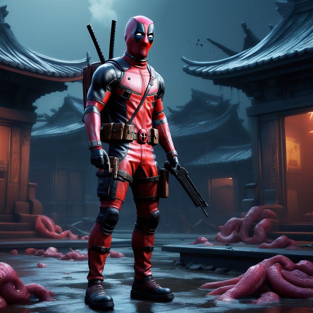 Deadpool in Squid Game Horror Scene