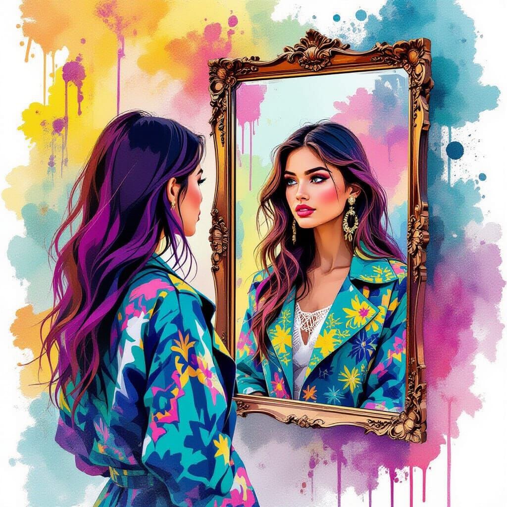 Colorful Double Exposure Portrait in Splash Art Style