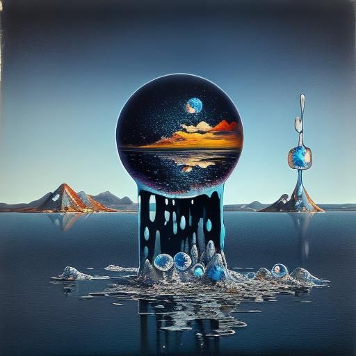 Winter Reflection: Surrealism in a Water Drop