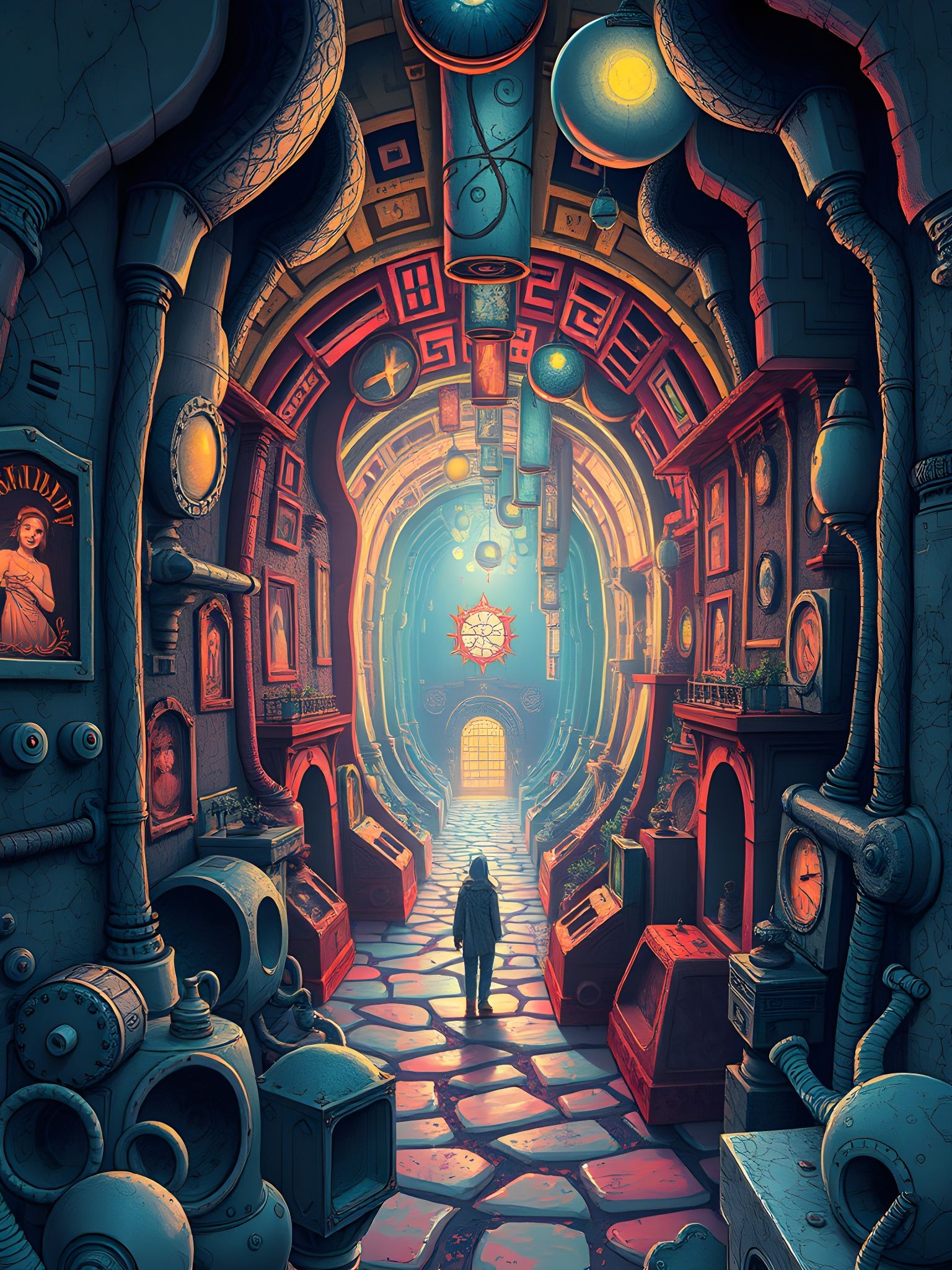 Surreal Dreamscape with Whimsical Faces and Enchanting Color...