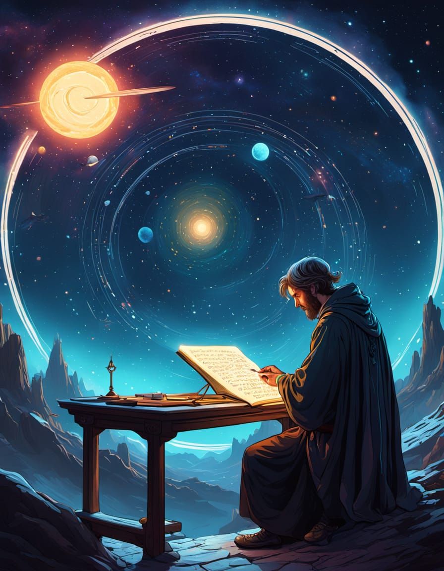 Celestial Calligrapher Inscribing Saturn's Rings in Digital ...