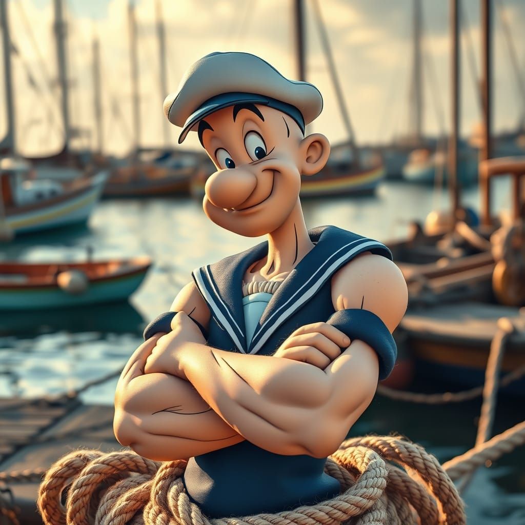 Elegant Nautical Knot Portrait of Popeye Sailor