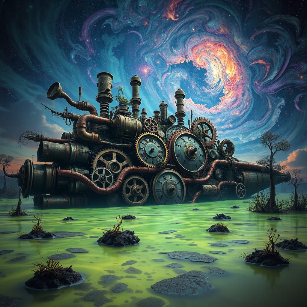 Clockwork Leviathan in Alien Swamp