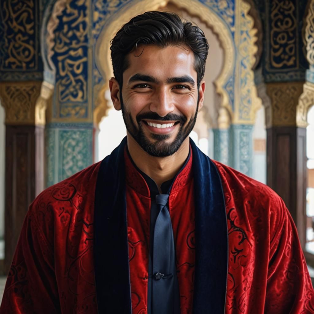 Elegant Man in Mosque, Impressionistic Digital Painting