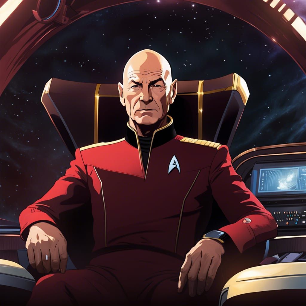 Captain Picard in Command Chair: Anime Key Visual
