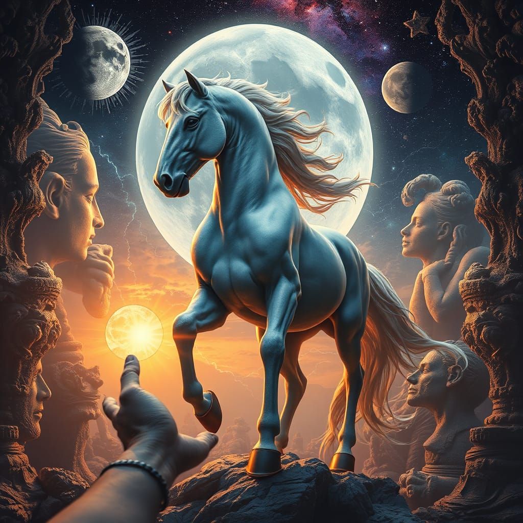 Centaur Emerges from Formlessness: A Surreal Masterpiece