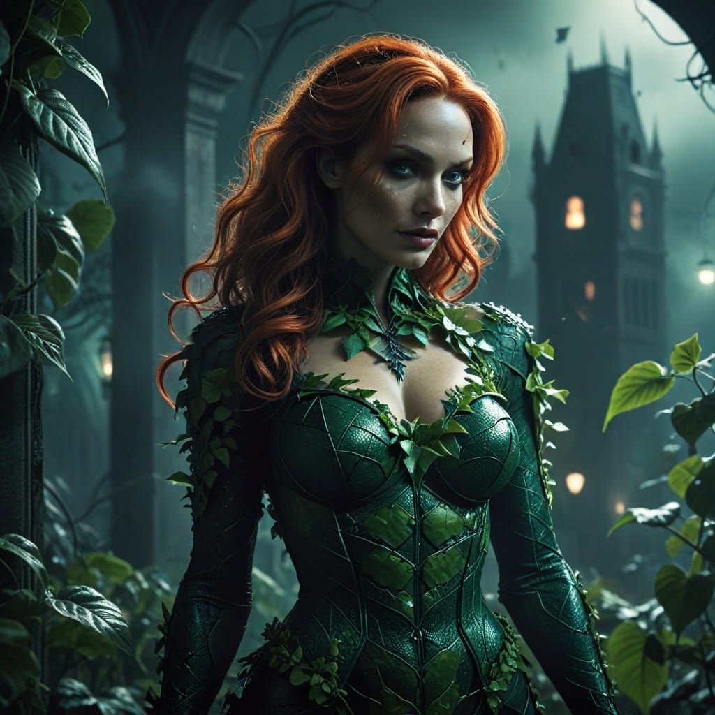 Poison Ivy Reigns Over Gotham City in Dark Academia Style