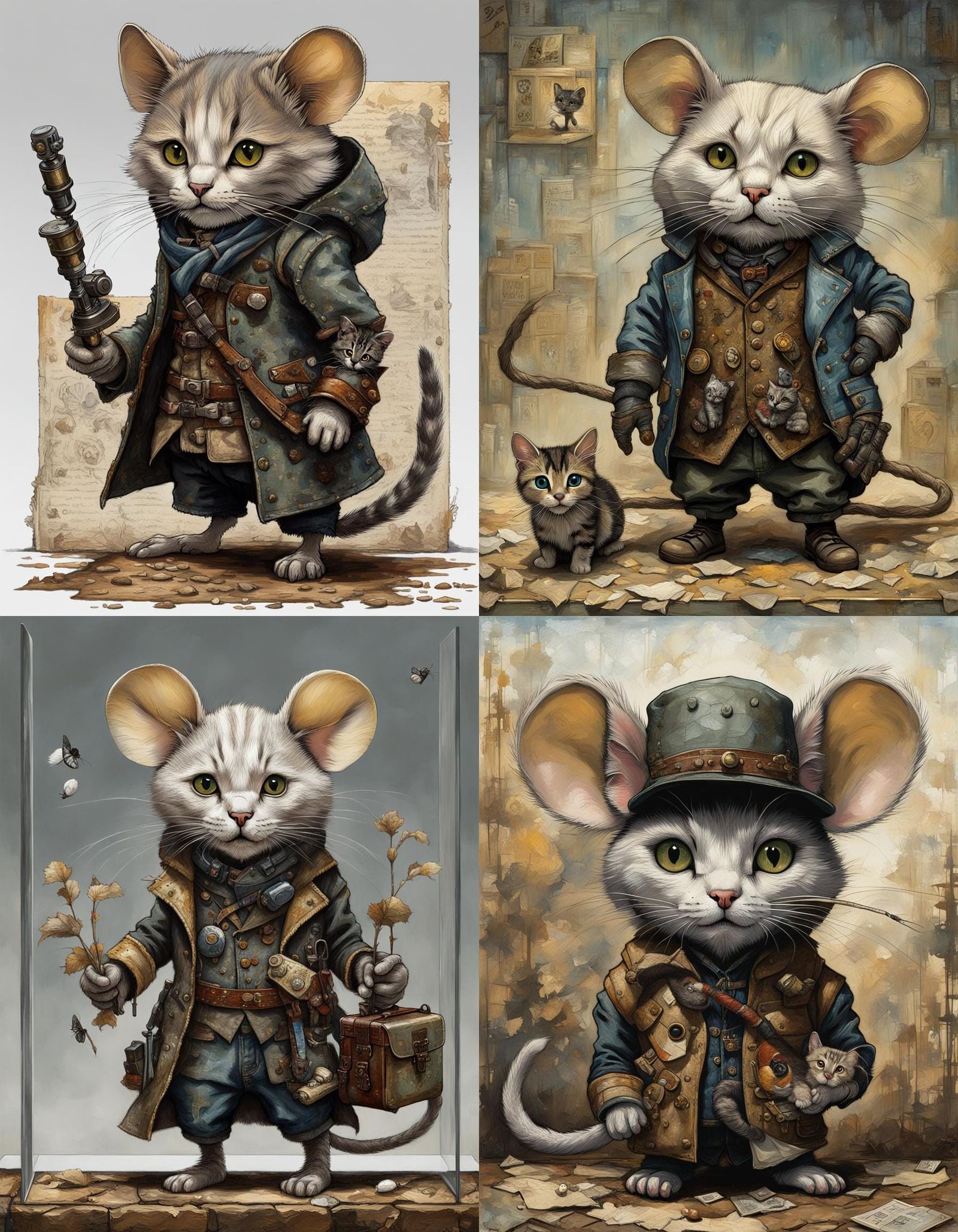 Charming Cat-Mouse Hybrid Character in Digital Art
