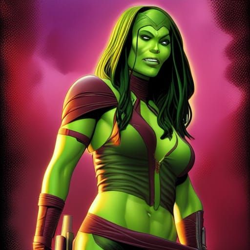 Gamora Portrait in Comic Book Style