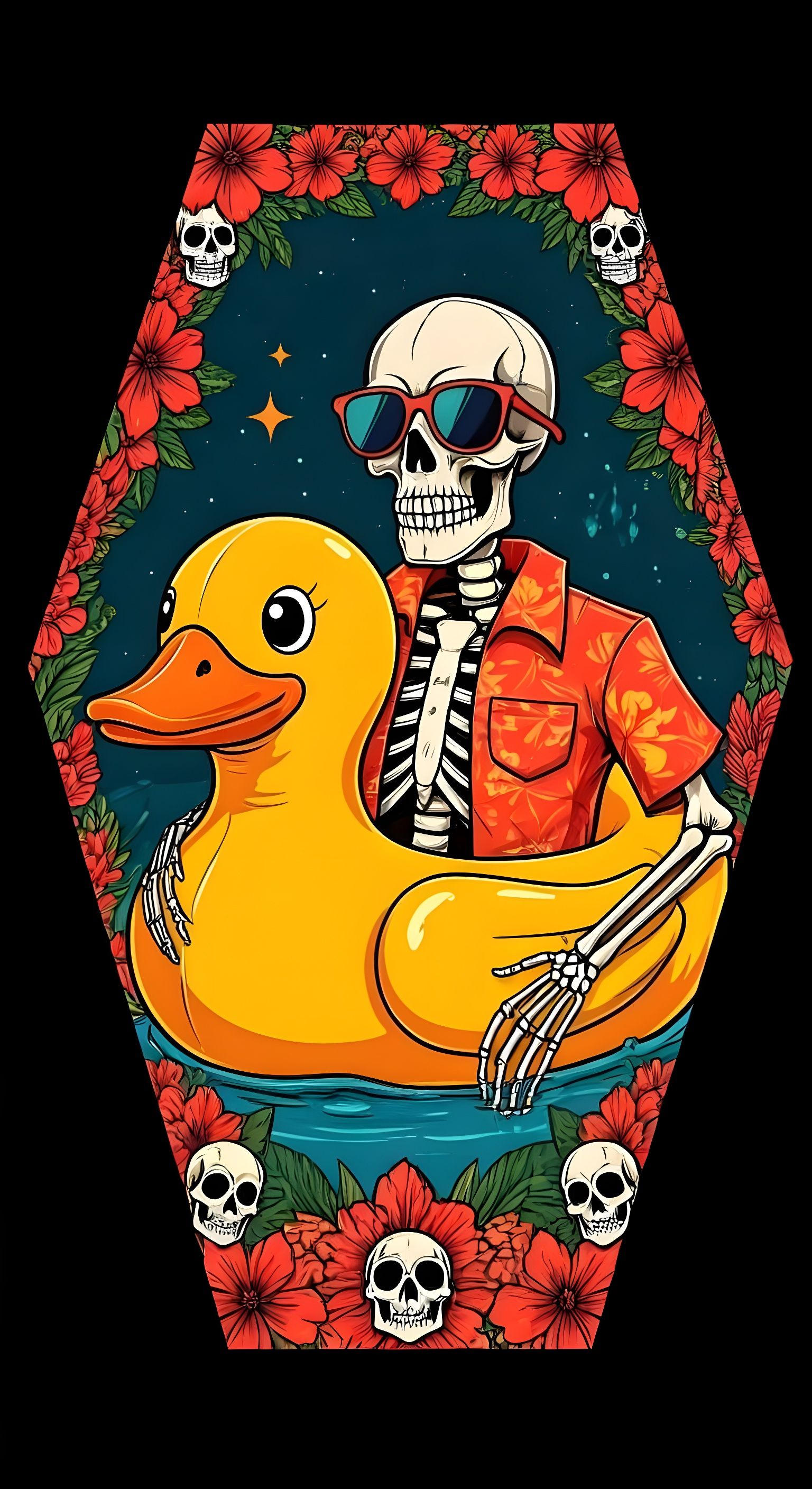 Mirthful Skeleton on a Tropical Getaway