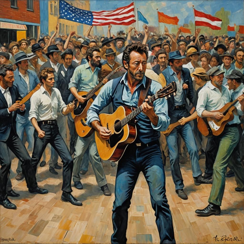 Springsteen's 'Born in the U.S.A.' as Impasto Oil Painting