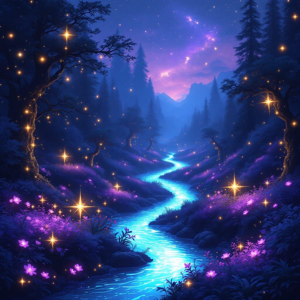 Glowing Turquoise River in Mystical Landscape