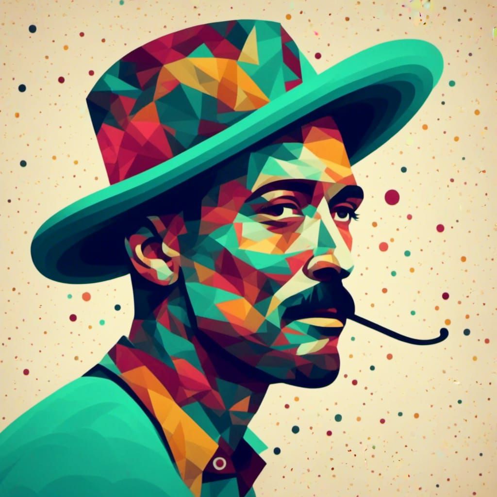 Man with Colorful Hat, AI Generated Portrait