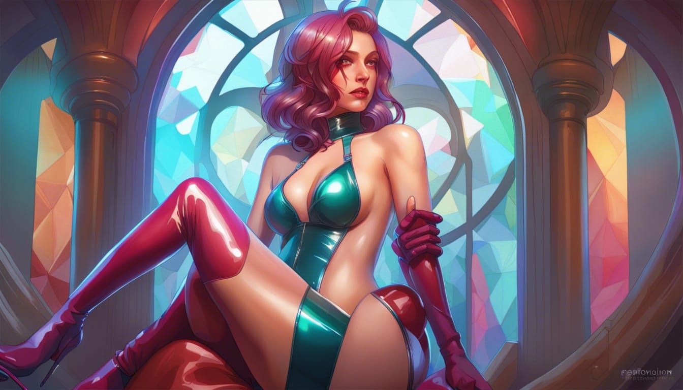 Latex Bikini Portrait in Hyperdetailed Digital Art