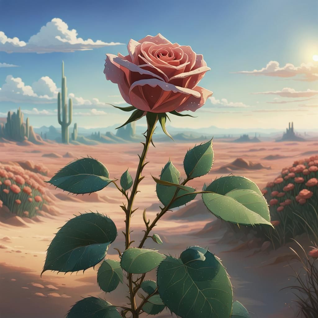 Rose in Desert: Studio Ghibli Anime Art