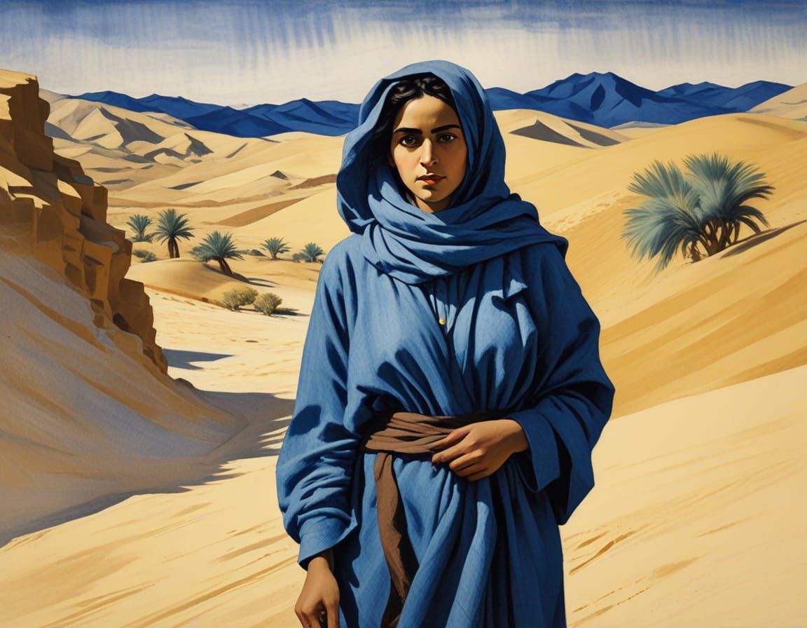 Windswept Arab in Desert Landscape