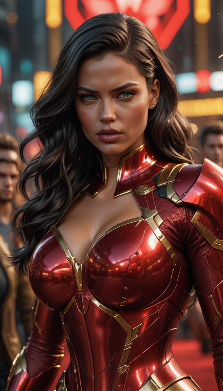 Adriana Lima as Big Bertha: Hyperrealistic Marvel Portrait