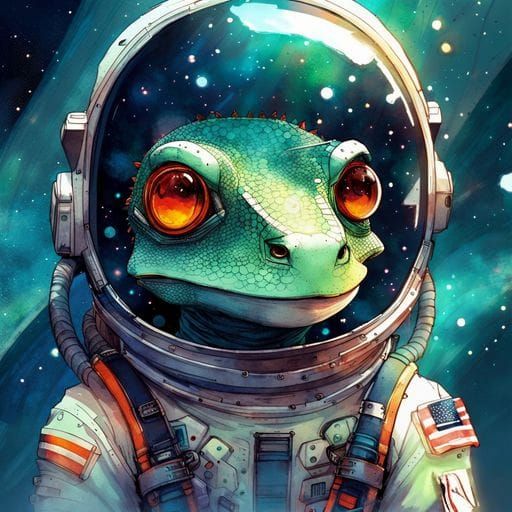 Lizard Astronaut Generated from Text Prompt