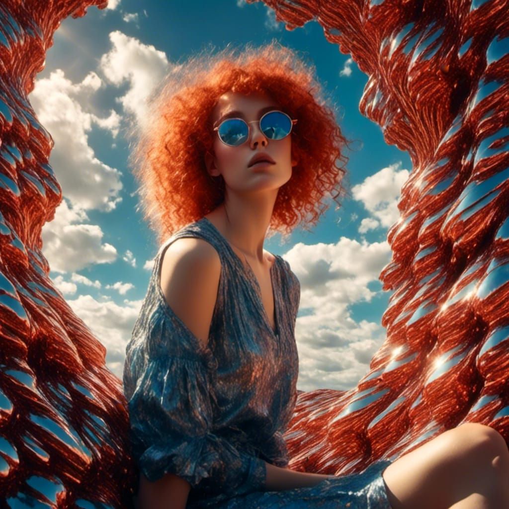 Hyperrealistic Portrait of Redhead with Glasses