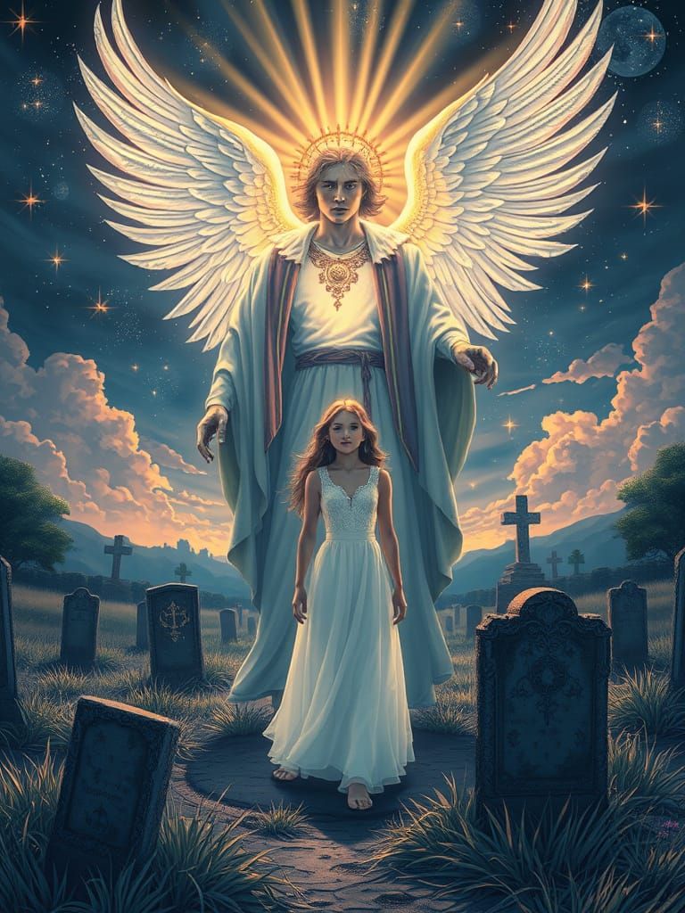 Archangel Resurrects Girl in Psychedelic Graveyard