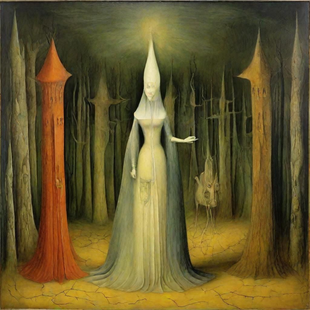 Surreal Woman and Magician in Oil