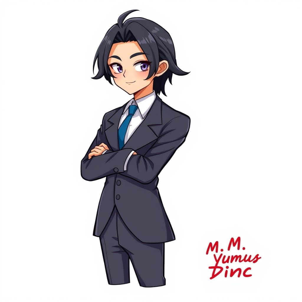 Dolphin Teacher in Suit with Logo, Digital Art