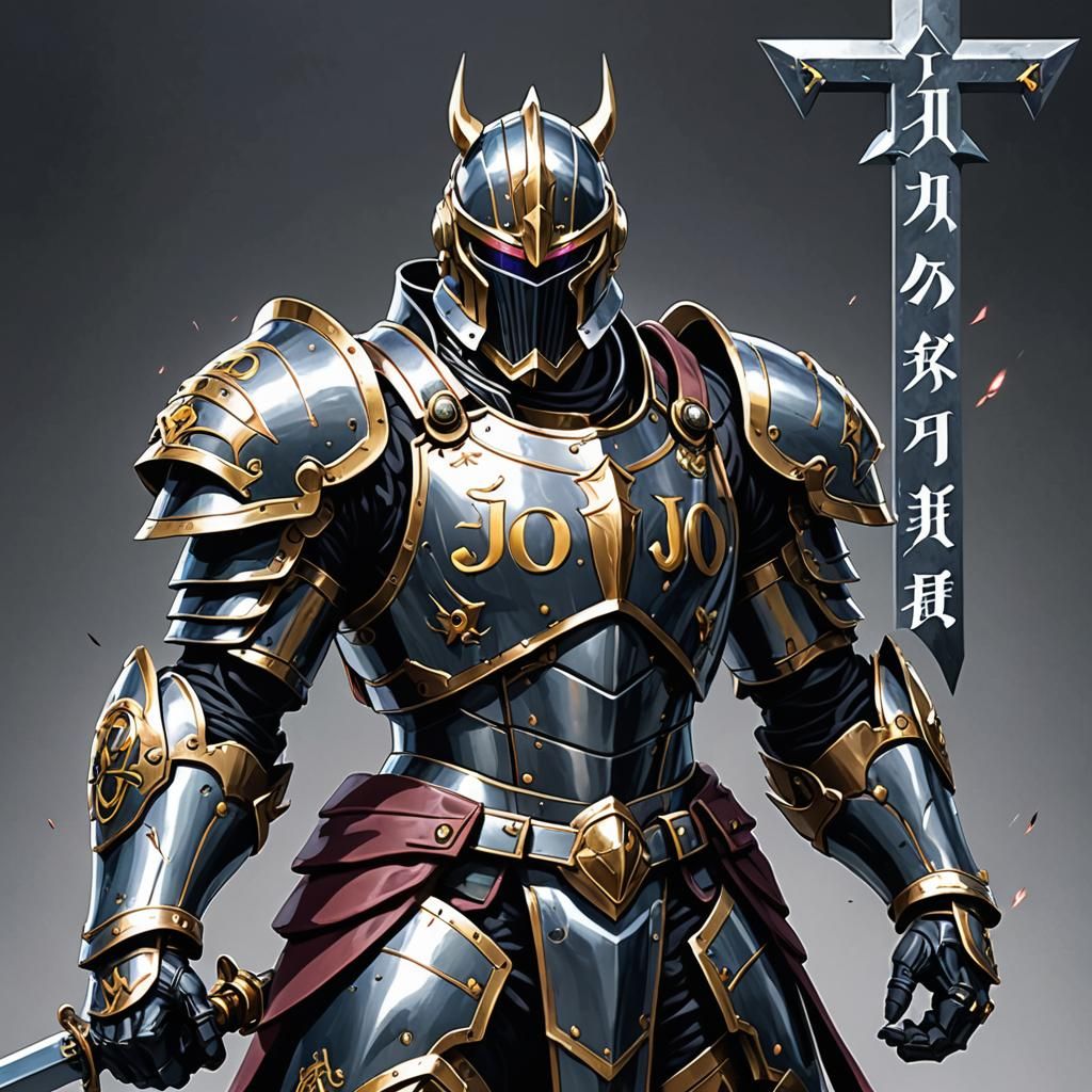 Armored Knight with Manga Sound Effect