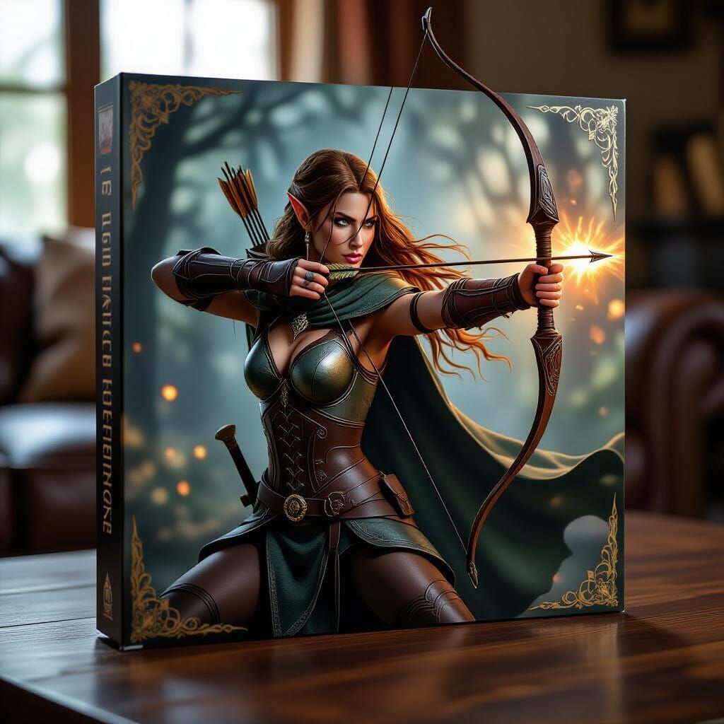 Female Elf Archer Game Box, Cinematic Photo