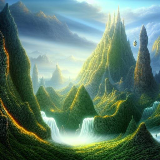 Epic Magical Fantasy Landscape in Hyperrealism