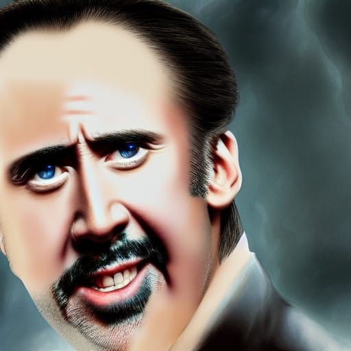 Nicolas Cage Intense Gaze: Detailed Matte Painting