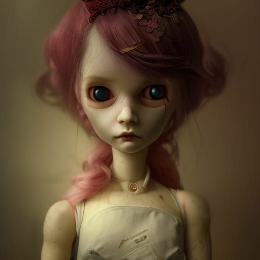 Creepy Blythe Doll in Dark Fantasy Style