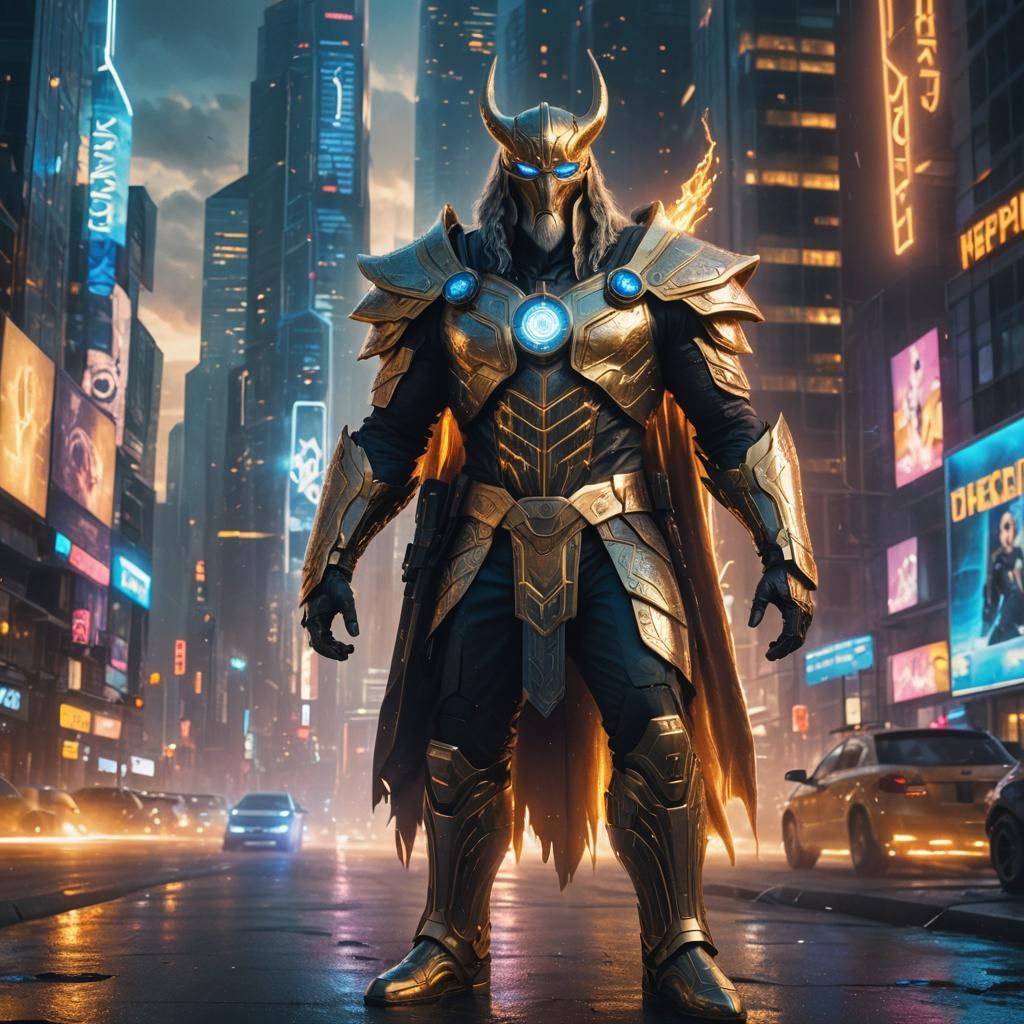 Odin Summons Magic in Futuristic City