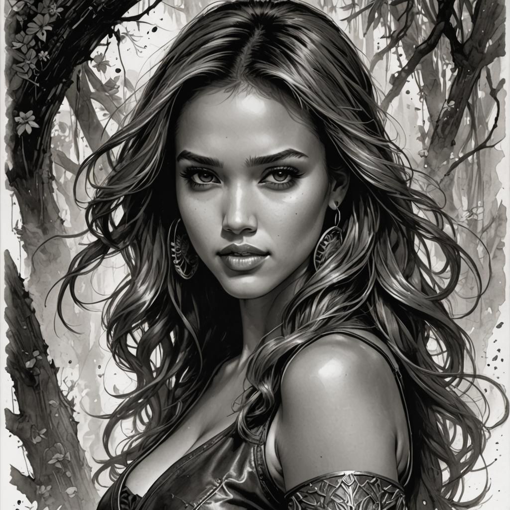 Comic Book Style Portrait of Woman