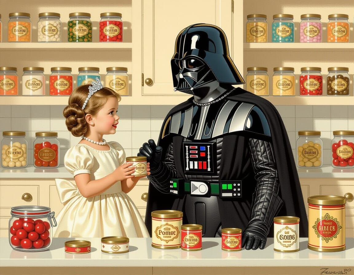 Darth Vader and Leia Organize Pantry in Pin-Up Style