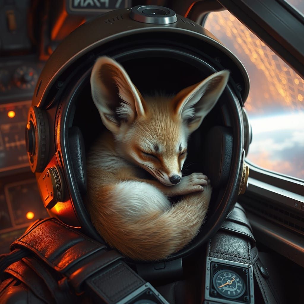 Fennec Fox in X-Wing Pilot Helmet, Industrial Futurism