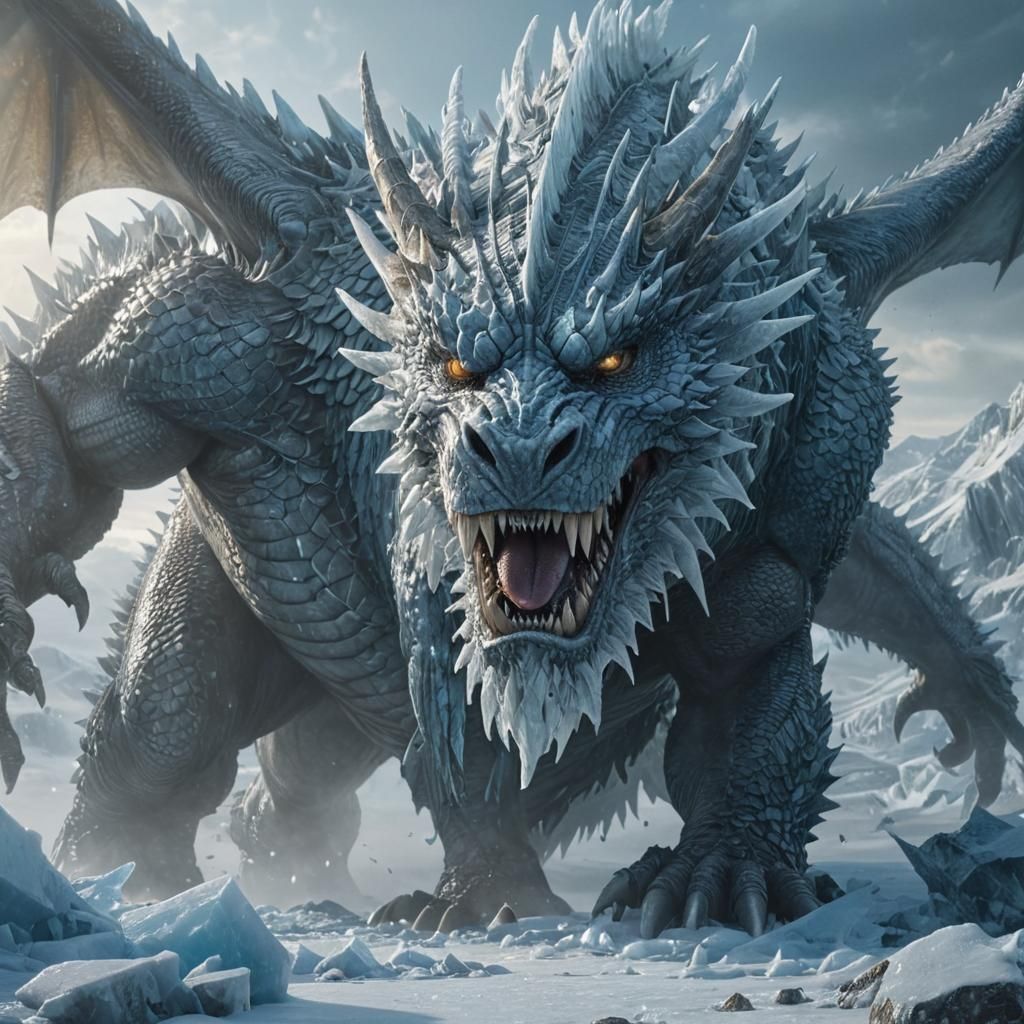 Epic Giant vs Ice Dragon Battle in Frozen Valley