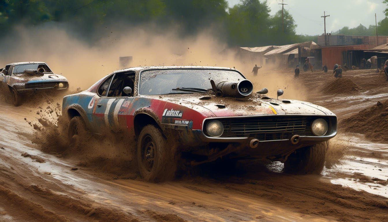 Hyperrealistic Mud Runner with USA Flag