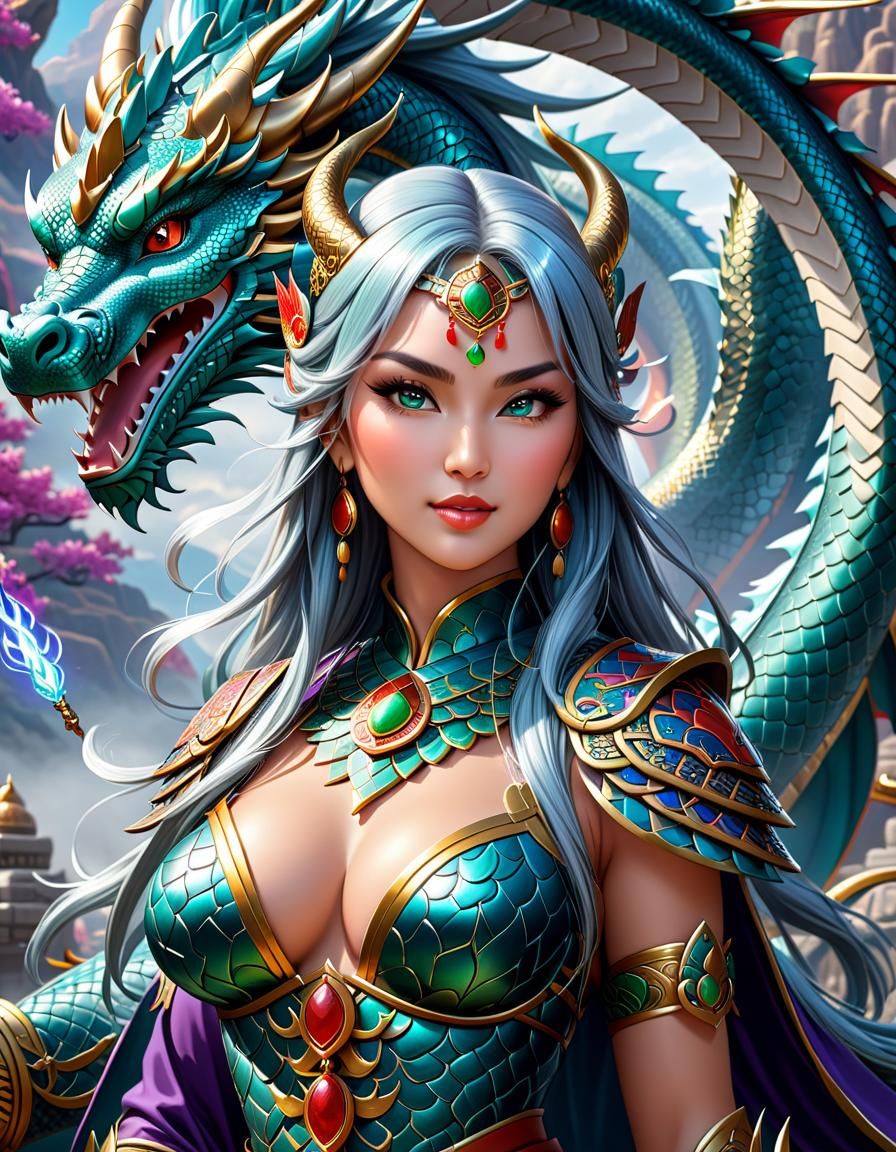 Eastern Dragon Warrior Goddess: Detailed HDR Art
