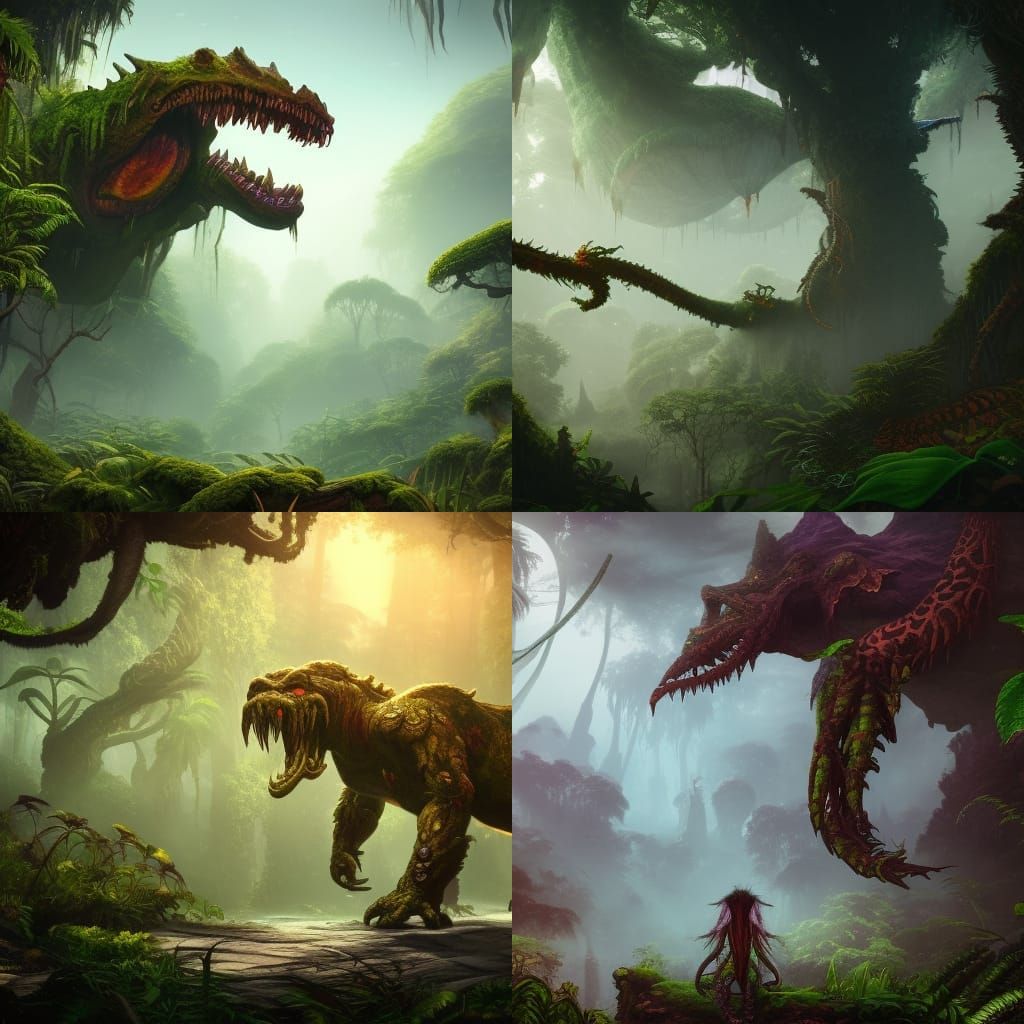 Detailed Monster in Jungle Concept Art