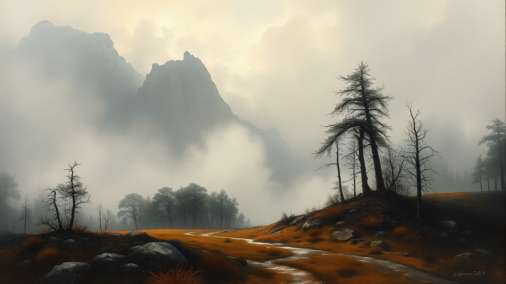 Tranquil Landscape as Romantic Oil Painting