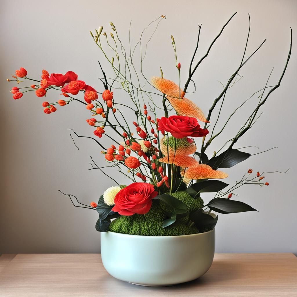Elegant Ikebana Flower Arrangement