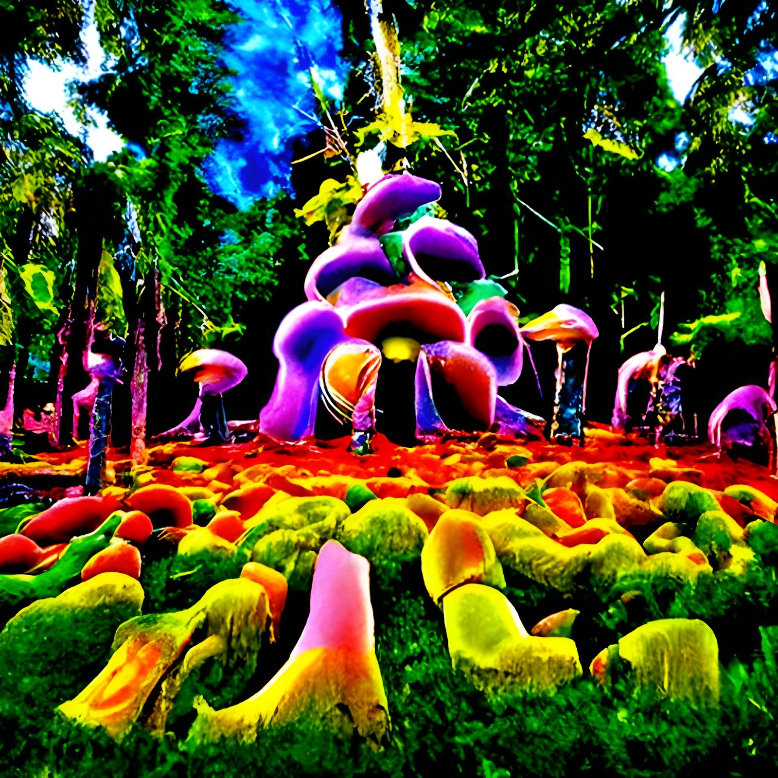 Psychedelic Cosmic Mushroom Forest in HDR