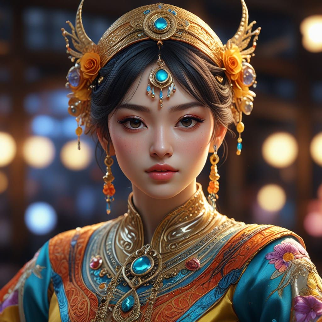 Anime Dancer in Hyperrealistic Oil Painting Style