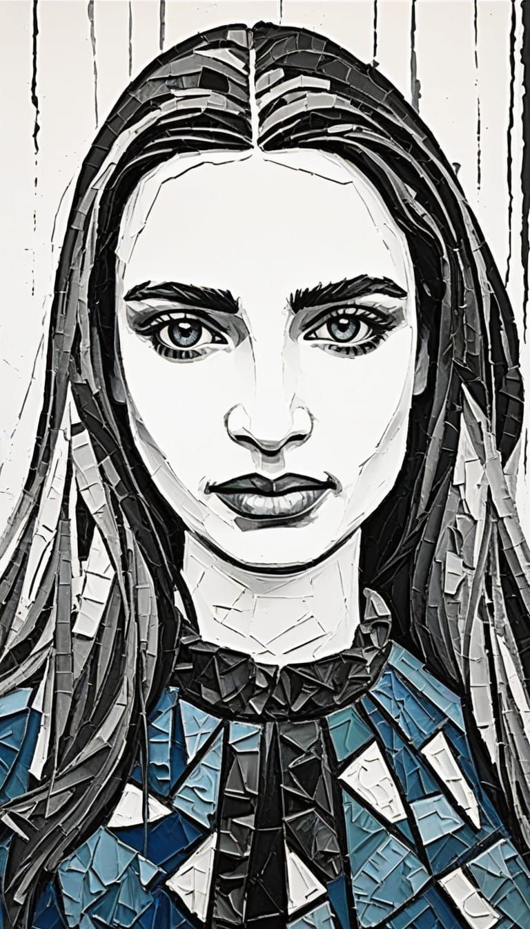 Impasto Portrait of a Woman in a Frenzied Expression