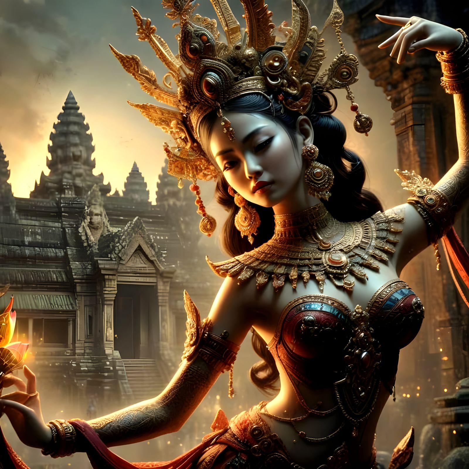 Dark Fantasy Khmer Dancer in Otomo Katsuhiro Style