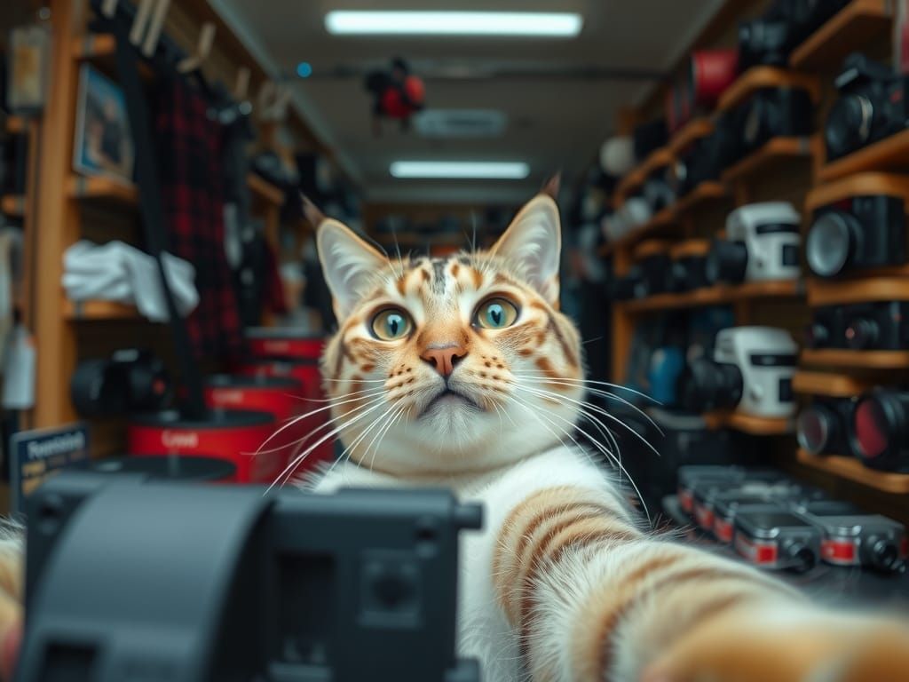 Cat Accidentally Takes Selfie in Camera Shop